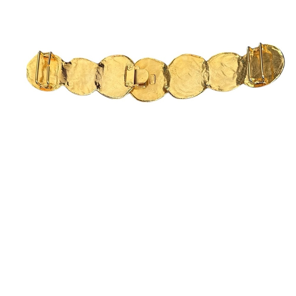 Vintage Accessocraft NYC Gold Hammered Disc Belt Front / Centerpiece 9” — 1970s - Picture 4 of 9